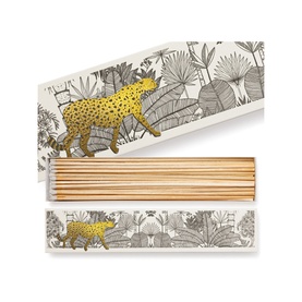 Archivist Cheetah in White Jungle Match Box, white illustrated box with gold cheetah design, containing 45 extra-long 280mm matches