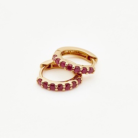 Fine Ruby Huggie Earrings