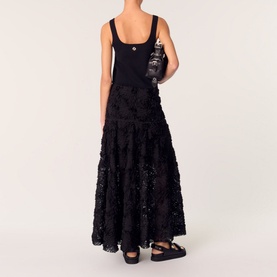 Embroidered Tiered Skirt