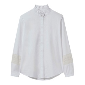Frilled Logo Embroidered Shirt