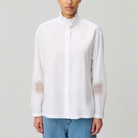 Frilled Logo Embroidered Shirt