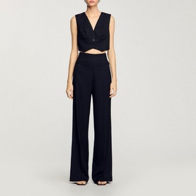 Sequinned High-Rise Straight Leg Trousers