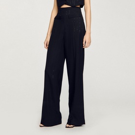 Sequinned High-Rise Straight Leg Trousers