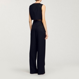 Sequinned High-Rise Straight Leg Trousers