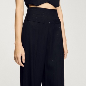 Sequinned High-Rise Straight Leg Trousers