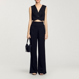 Sequinned High-Rise Straight Leg Trousers