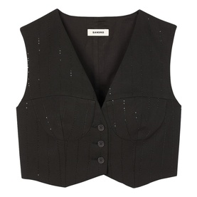 Sequin Stripe Cropped Waistcoat
