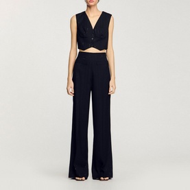 Sequin Stripe Cropped Waistcoat