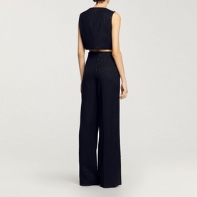 Sequin Stripe Cropped Waistcoat