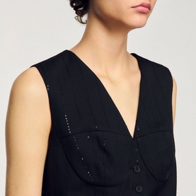 Sequin Stripe Cropped Waistcoat