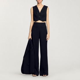 Sequin Stripe Cropped Waistcoat