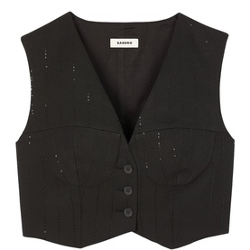 Sequin Stripe Cropped Waistcoat