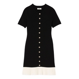 Pleated Knit Mini Dress