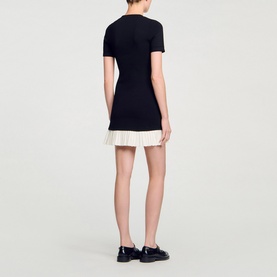 Pleated Knit Mini Dress