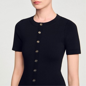 Pleated Knit Mini Dress