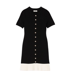 Pleated Knit Mini Dress