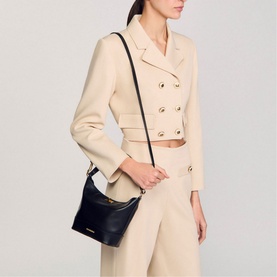 Leather Logo Bucket Bag