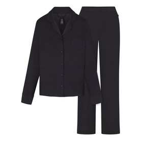 Long Sleeve Button Up Pyjama Set Onyx