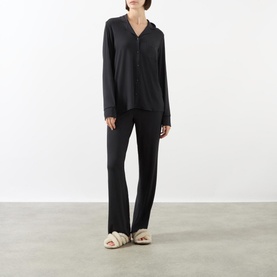 Long Sleeve Button Up Pyjama Set Onyx