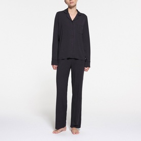 Long Sleeve Button Up Pyjama Set Onyx