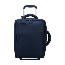 Lipault Foldable Plume Mini Cabin Bag 45cm in blue, two-wheel upright with retractable handle and top carry handle