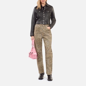 Leopard Print Straight-Leg Jeans