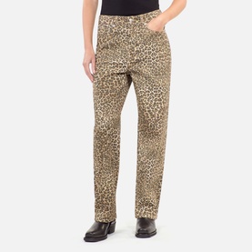 Leopard Print Straight-Leg Jeans