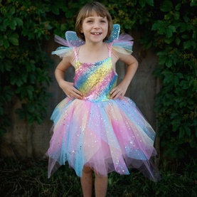 Rainbow Fairy Dress with Wings