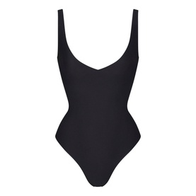 Unlined Plunge Thong Bodysuit Onyx