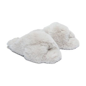 Faux-Fur Cross Slider Slippers