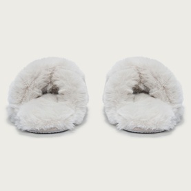 Faux-Fur Cross Slider Slippers