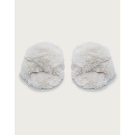 Faux-Fur Cross Slider Slippers