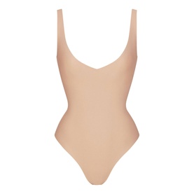 Unlined Plunge Thong Bodysuit Clay