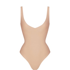 Unlined Plunge Thong Bodysuit Clay