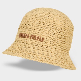 Logo Raffia Bucket Hat