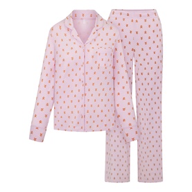 Long Sleeve Button-Up Pyjama Set Cherry Blossom Gingerbread Print