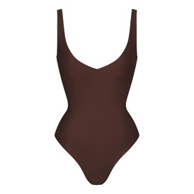 Unlined Plunge Thong Bodysuit Cocoa