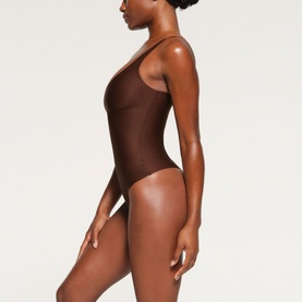 Unlined Plunge Thong Bodysuit Cocoa