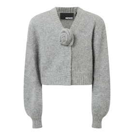 Rose Embellished Cropped Cardigan