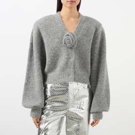 Rose Embellished Cropped Cardigan