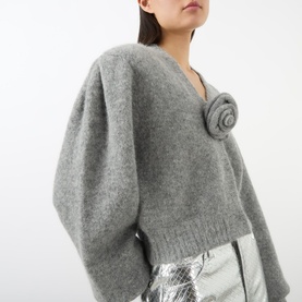 Rose Embellished Cropped Cardigan