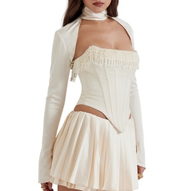 Aubrie Embellished Corset Shrug Top