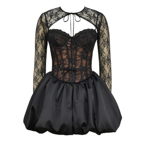 Beauty Lace Puffball Mini Dress