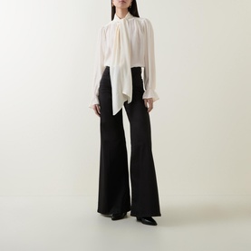 Wilhelmina Bow Leopard Silk Blouse