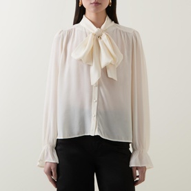 Wilhelmina Bow Leopard Silk Blouse