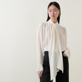 Wilhelmina Bow Leopard Silk Blouse