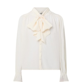 Wilhelmina Bow Leopard Silk Blouse