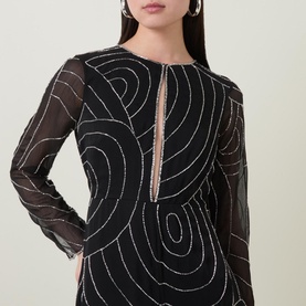 Merrie Whirlpool Embellished Dress