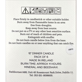 Grey Dinner Candles Pack of 6