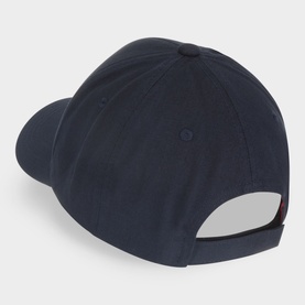 Hugo Men-X Logo Baseball Cap in dark blue cotton, six-panel design, shown from rear with adjustable back strap closure